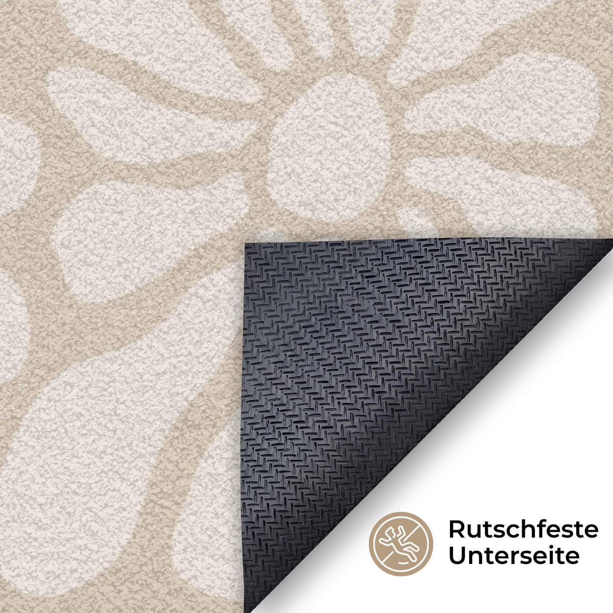 ROHOŽKA Květinový - Potisk - Béžový - Hnědý - Minimalistický 120x80 cm - písková barva, textil/umělá hmota (120/0.4cm) - MuchoWow