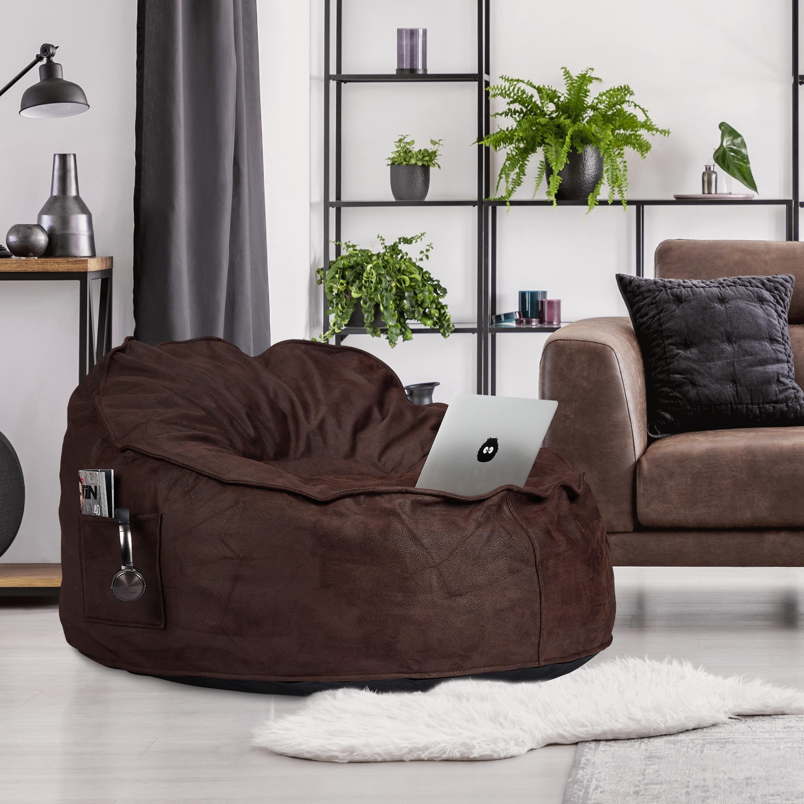 SITZSACK - Dunkelbraun, Textil (110/60/110cm) - Relaxdays