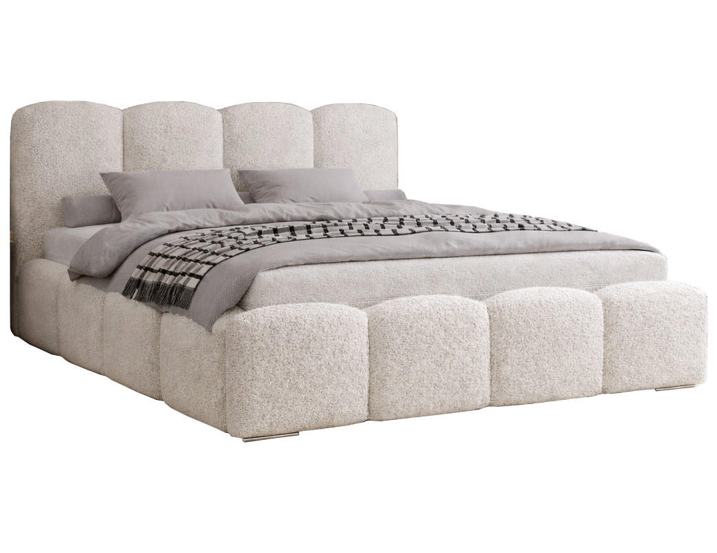 POLSTERBETT 160x200 cm Zenna Boucle mit Bettkasten, Lattenrost, Creme - Creme, Holz/Textil (160/200cm) - Emporius