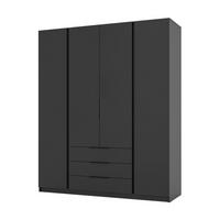 KLEIDERSCHRANK Nehir Schwarz 200 cm - 4T3S Modern mit Schubladen - Schwarz, Holzwerkstoff/Kunststoff (200/239/61.9cm) - AX Living