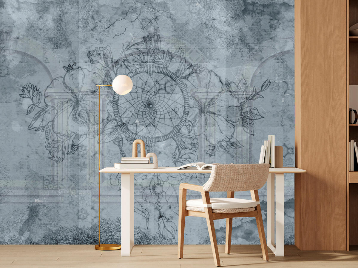 FOTOTAPETE für Schlafzimmer Traumfänger Vintage Säulen 250x175 - Grau, Papier (250/175cm) - Muralo