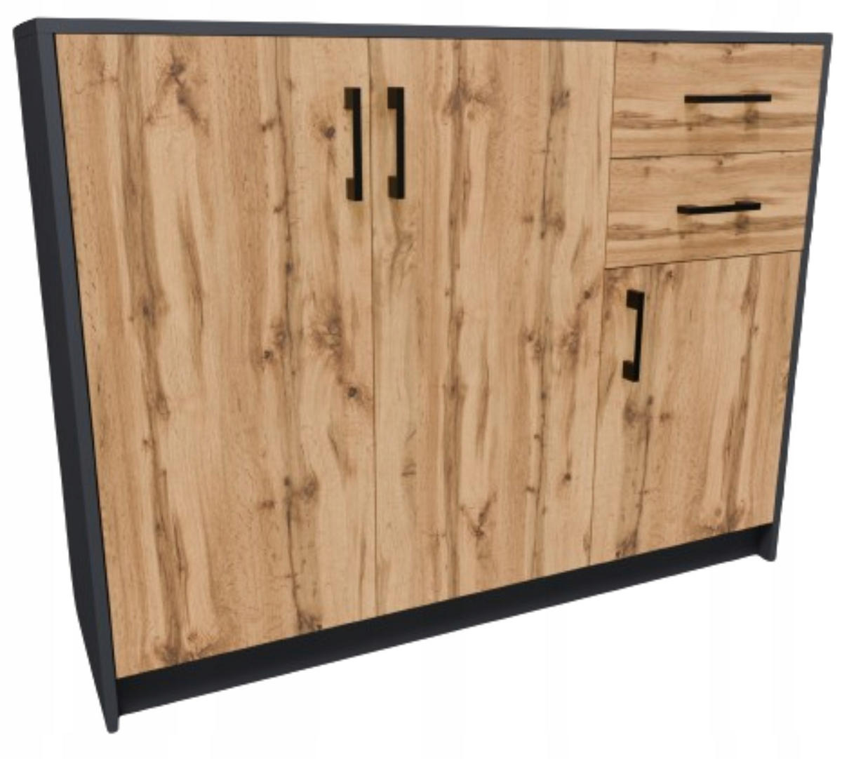 KOMMODE 3D2S Anthrazit-Wotan Eiche 110/35/85 cm - Anthrazit/Eiche Wotan, Holzwerkstoff (110/85/35cm) - Matkam Möbel
