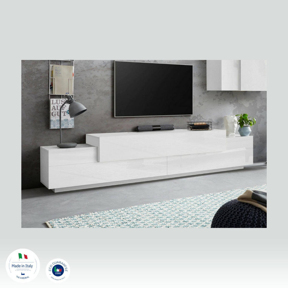 FERNSEHSCHRANK Glänzendes Weiß 45/240/52 cm - Weiß, Holzwerkstoff (240/52/45cm) - DMORA