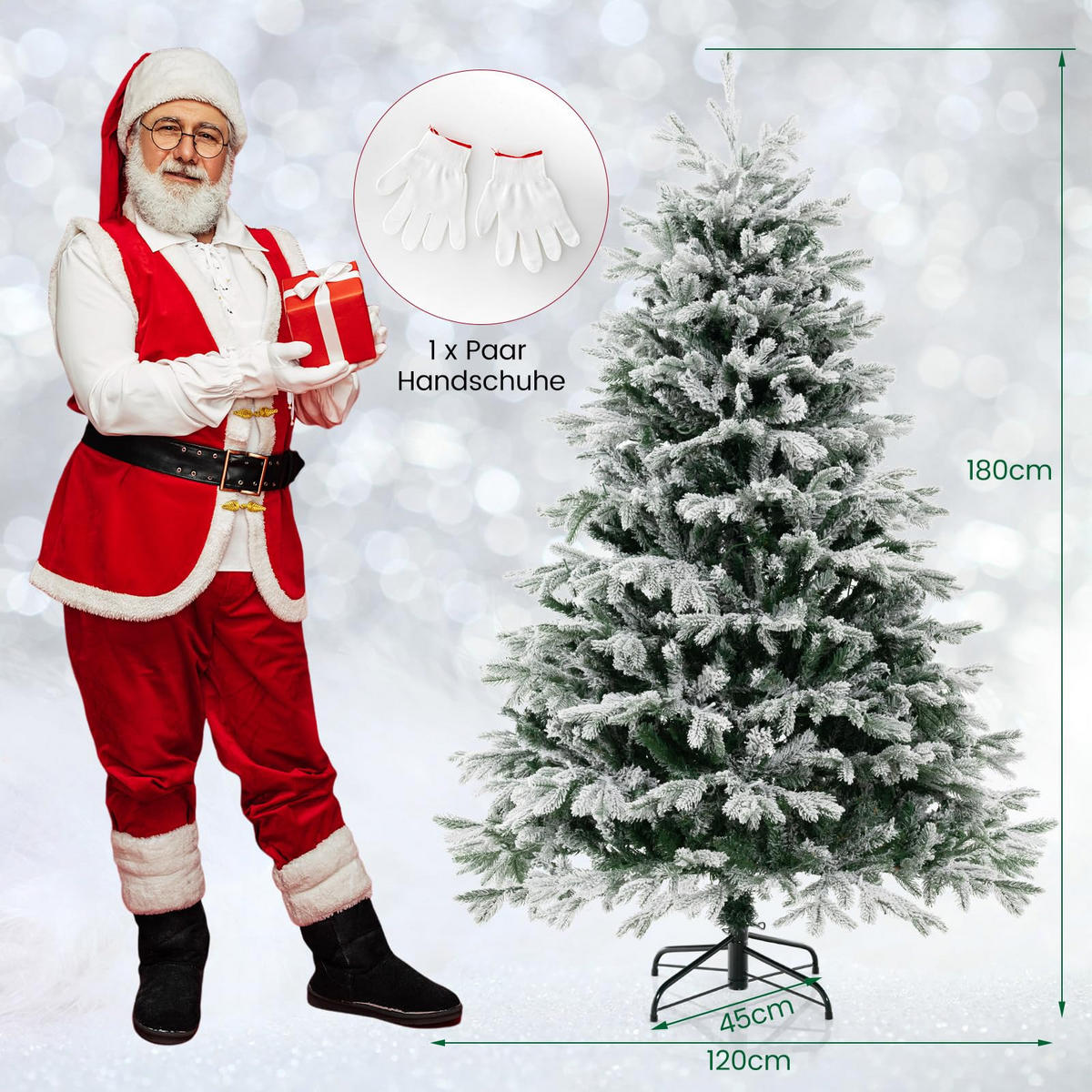 WEIHNACHTSBAUM mit 350 warmweissen LED-Lichtern 180cm Grün - Grün, Metall (180cm) - COSTWAY