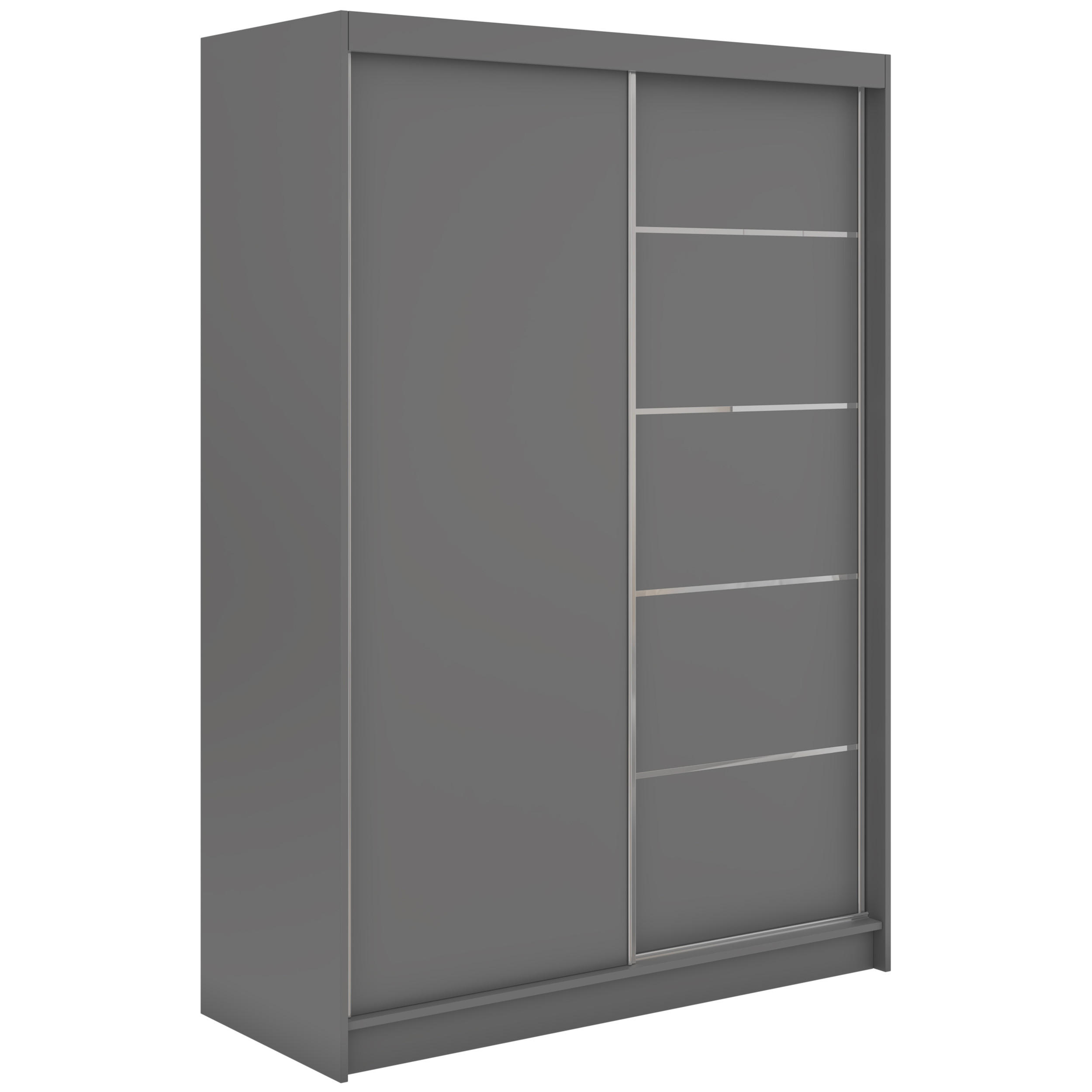 SCHWEBETÜRENSCHRANK 150 - MACEDONIA - Grau - Alufarben/Grau, Holzwerkstoff/Metall (150/216/61cm) - MKS
