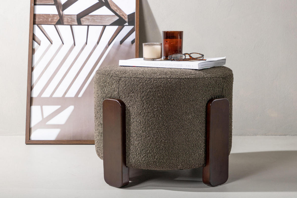SITZPOUF COFFEY Braun 50x50x43 cm - Braun, Textil (50/43/50cm) - FURNLUX
