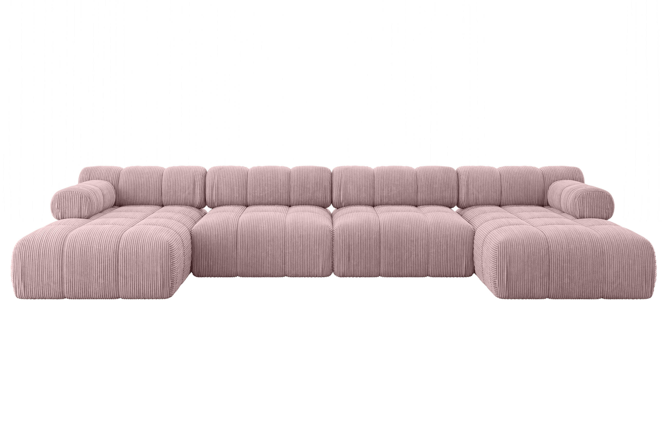 WOHNLANDSCHAFT modulares Sofa Tesso-U2 - 380x160x70 cm Rosa Cord - Rosa, Holzwerkstoff/Textil (380/70/160cm) - ALTDECOR