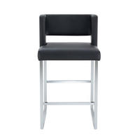 BARHOCKER 2er-Set Schwarz & Silber mit PU-Leder im quadratischen Design - Schwarz, Metall (48/91.4/53.3cm) - PANGIVO