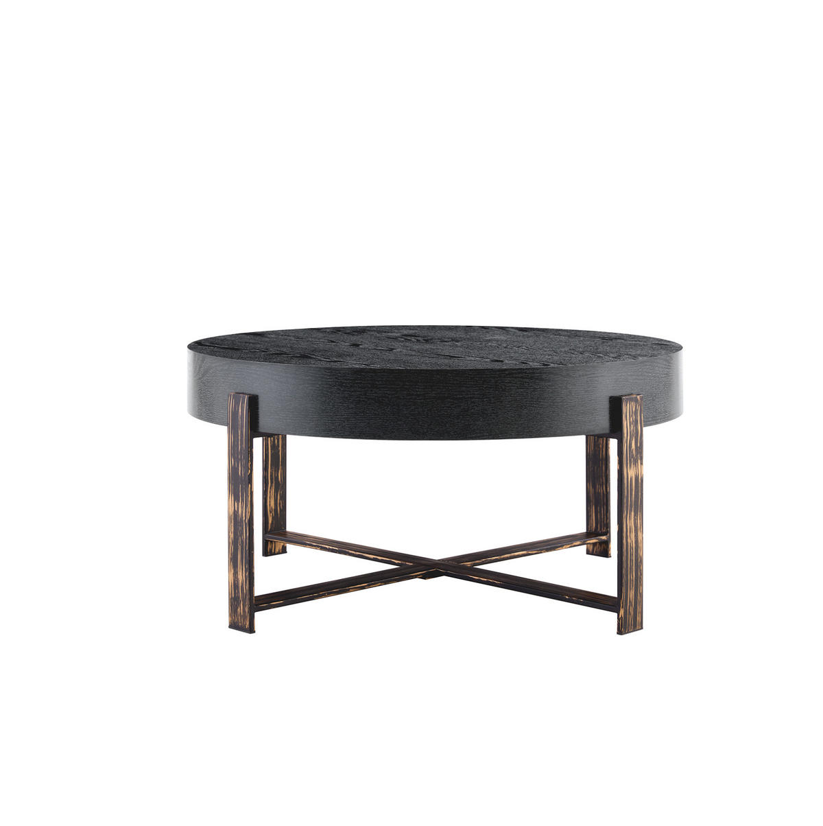 COUCHTISCH 68/68/36 cm mit MDF-Platte und Metall-Kreuzgestell im Retro-Industriestil, Schwarz - Schwarz, Holzwerkstoff (68/68/36cm) - Redom