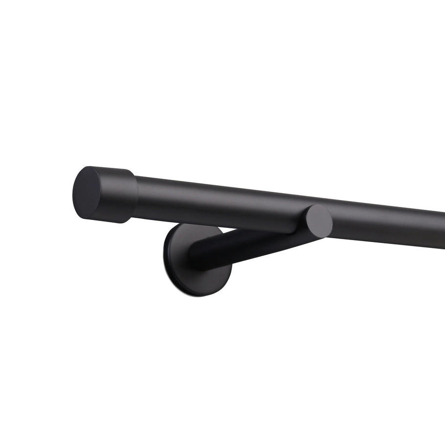GARDINENSTANGE 1-lauf Kappe - Schwarz, Metall (370cm) - Deco-Raum