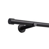GARDINENSTANGE 1-lauf Kappe - Schwarz, Metall (60cm) - Deco-Raum