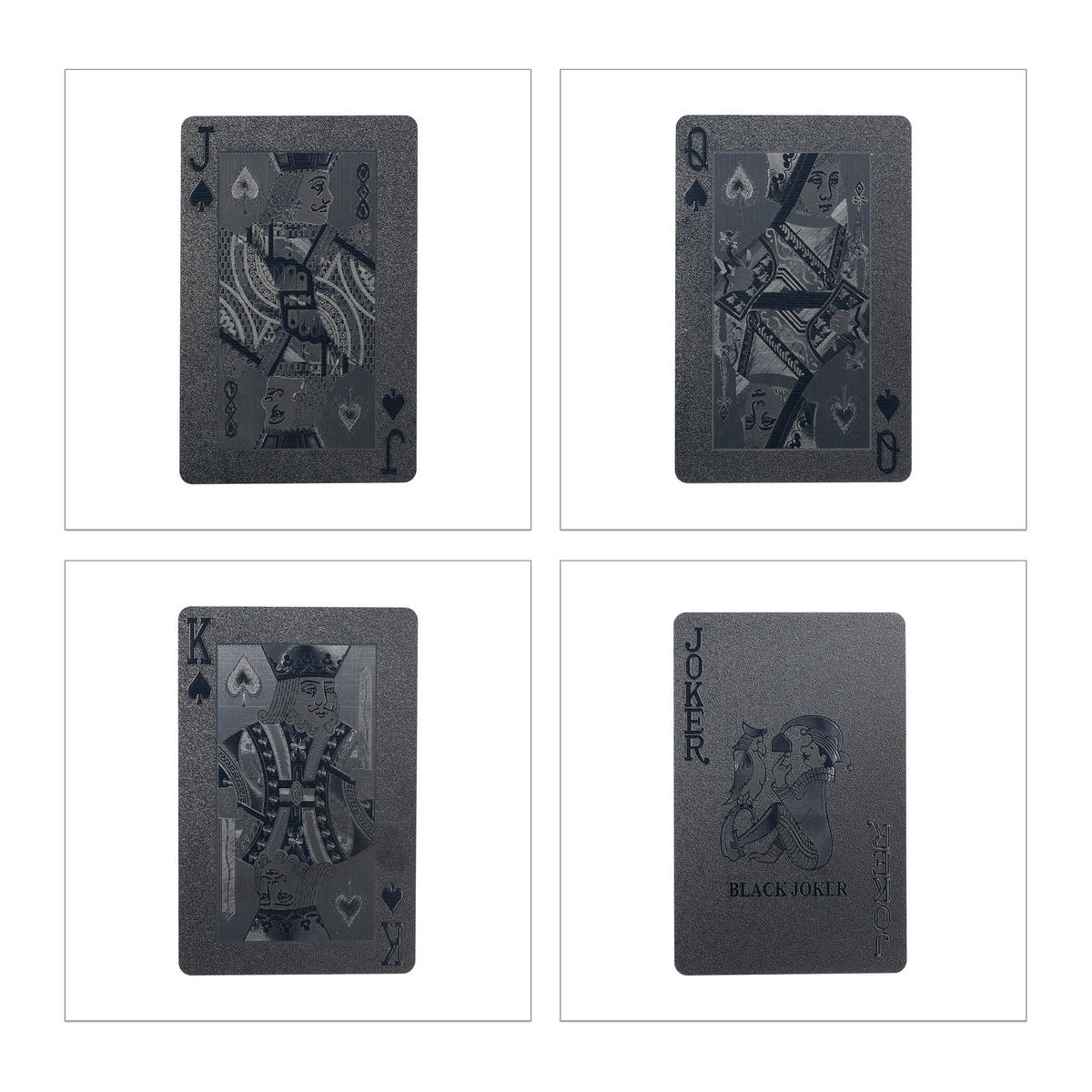 POKERKARTEN - Schwarz, Kunststoff/Metall (6/2cm) - Relaxdays