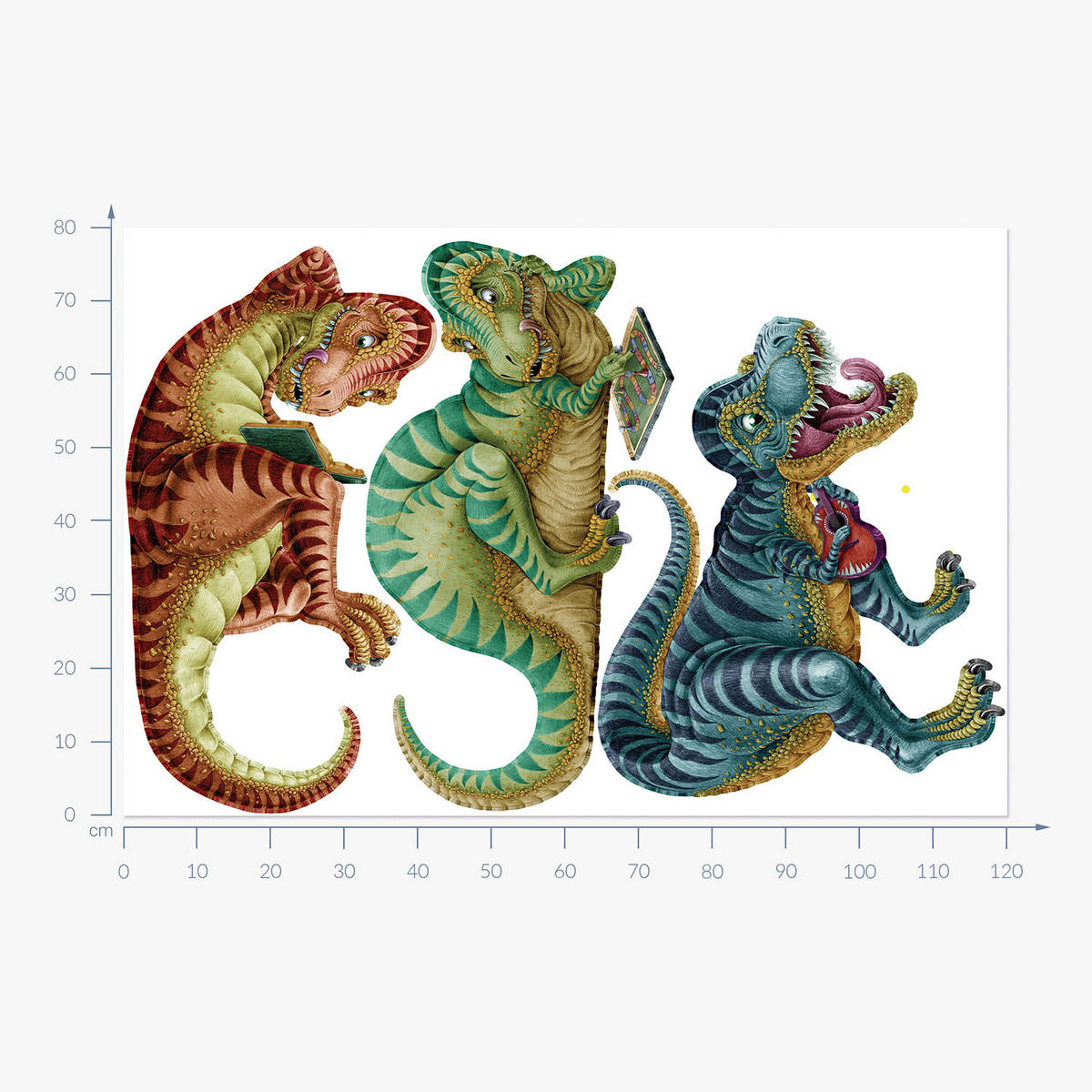 WANDAUFKLEBER 80x120cm - Bunte Dinosaurier - Multicolor, Kunststoff (80/120/0.1cm) - Wallfluent