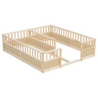 BODENBETT 2x 90/200 cm mit Schutzgeländern, DE-41875, in Natur - Naturfarben, Holz (90/200cm) - ComfortXL