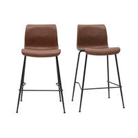 BARHOCKER Braun Antiklook Schwarz Metall H65 cm 2er-Set HAROLD - Braun, Kunststoff (50/89.5/50.5cm) - Miliboo