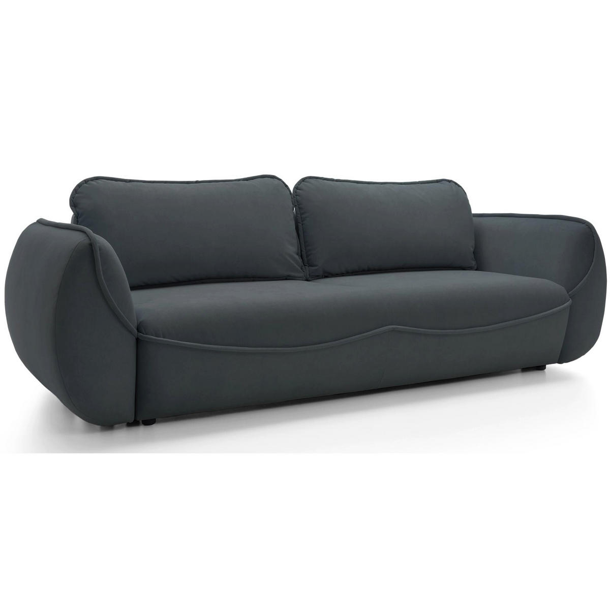 3-SITZER SOFA Cutie Graphit Easy-Clean-Velours - Schwarz, Textil (257/90/114cm) - Selsey
