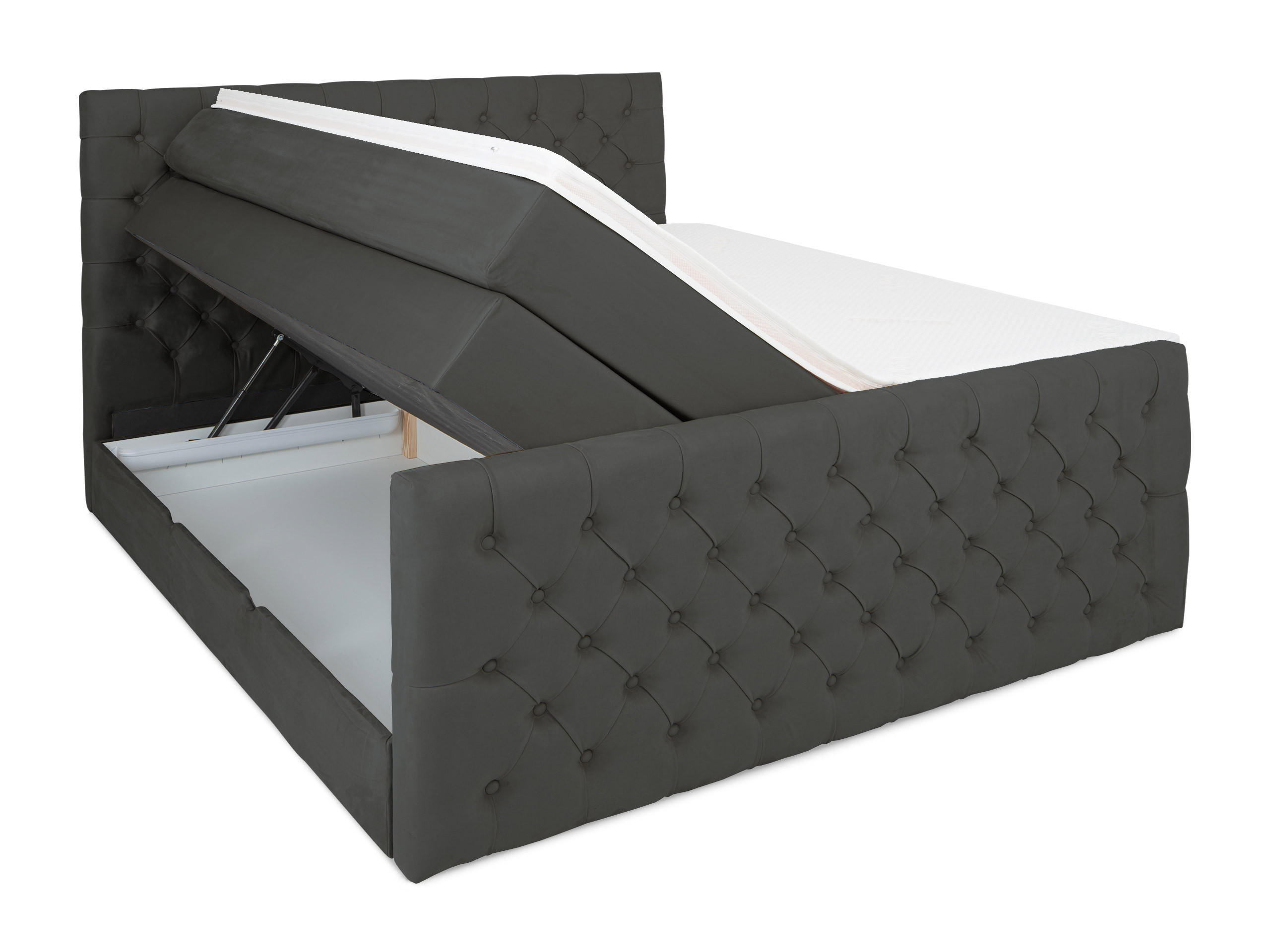 BOXSPRINGBETT Victoria Anthrazit 160 /200 cm H2/H3 Samt - Anthrazit, Textil (160/200cm) - wonello