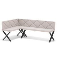 ECKBANK links VERO X Webstoff gesteppt, 142/196 cm Creme - Creme, Textil/Metall (142/196cm) - Idohome