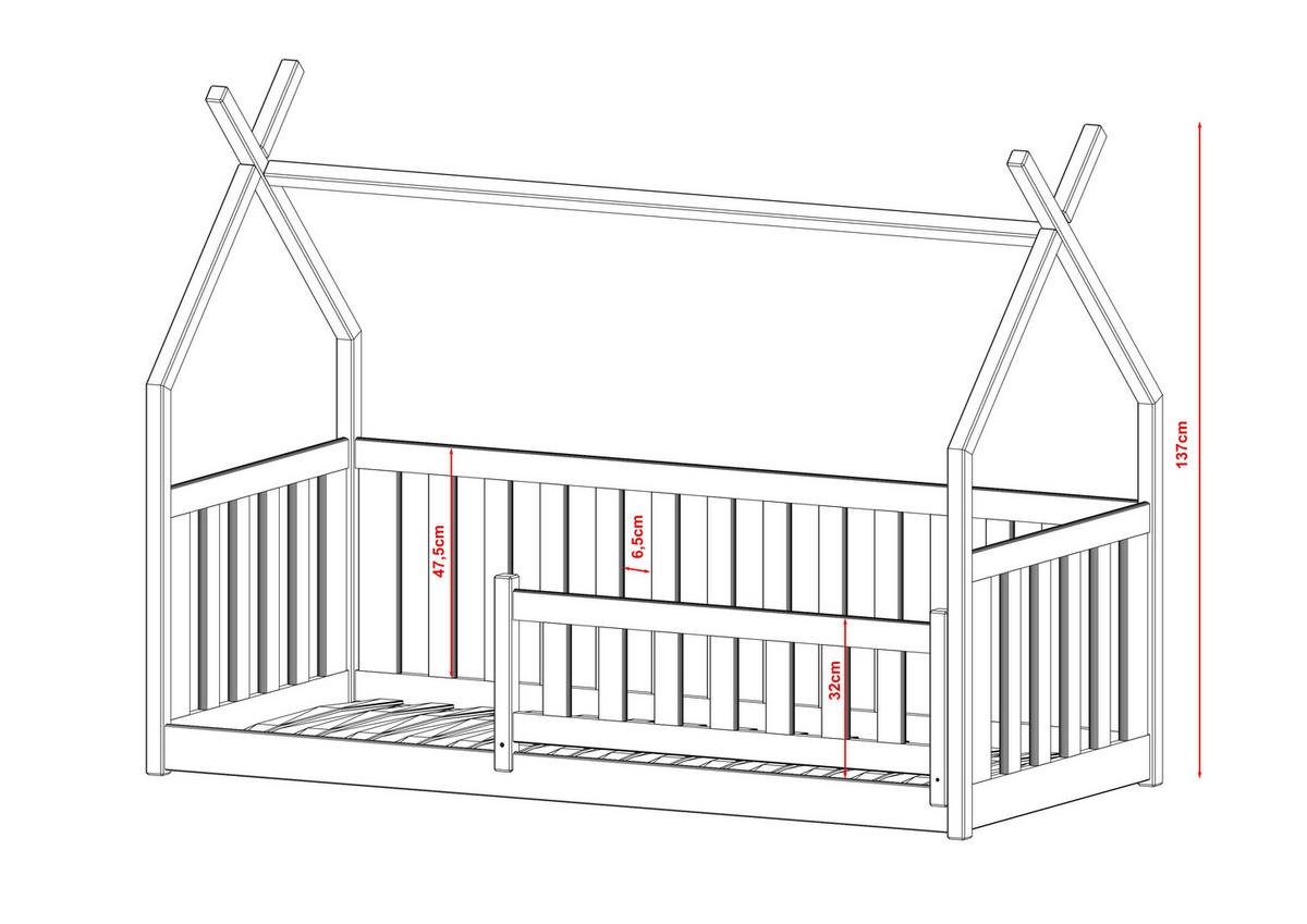 HAUSBETT WEIß - Weiß, Holz (90/200cm) - FURNLUX