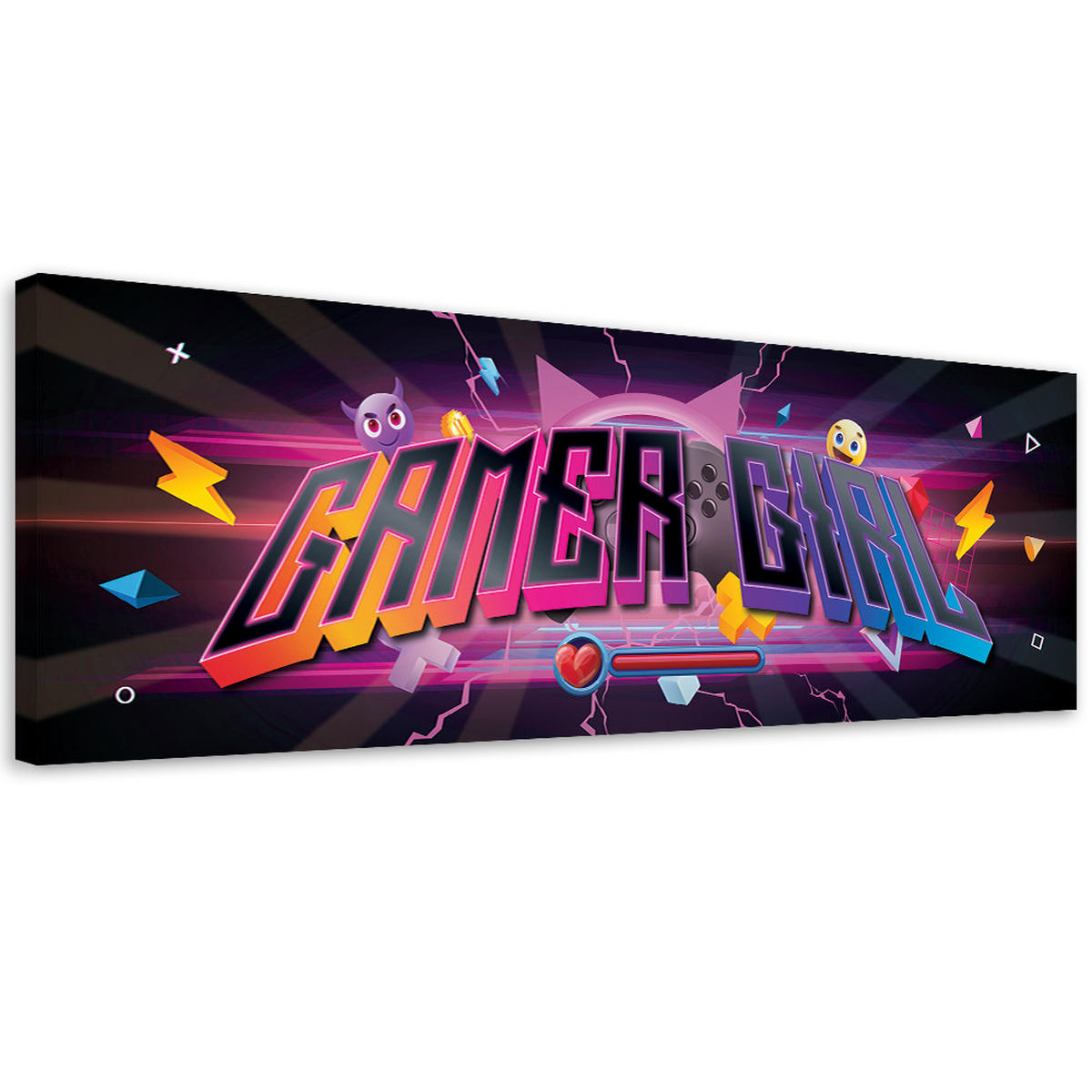 WANDBILD gaming zone inschrift - Multicolor, Textil (90/30cm) - Feeby