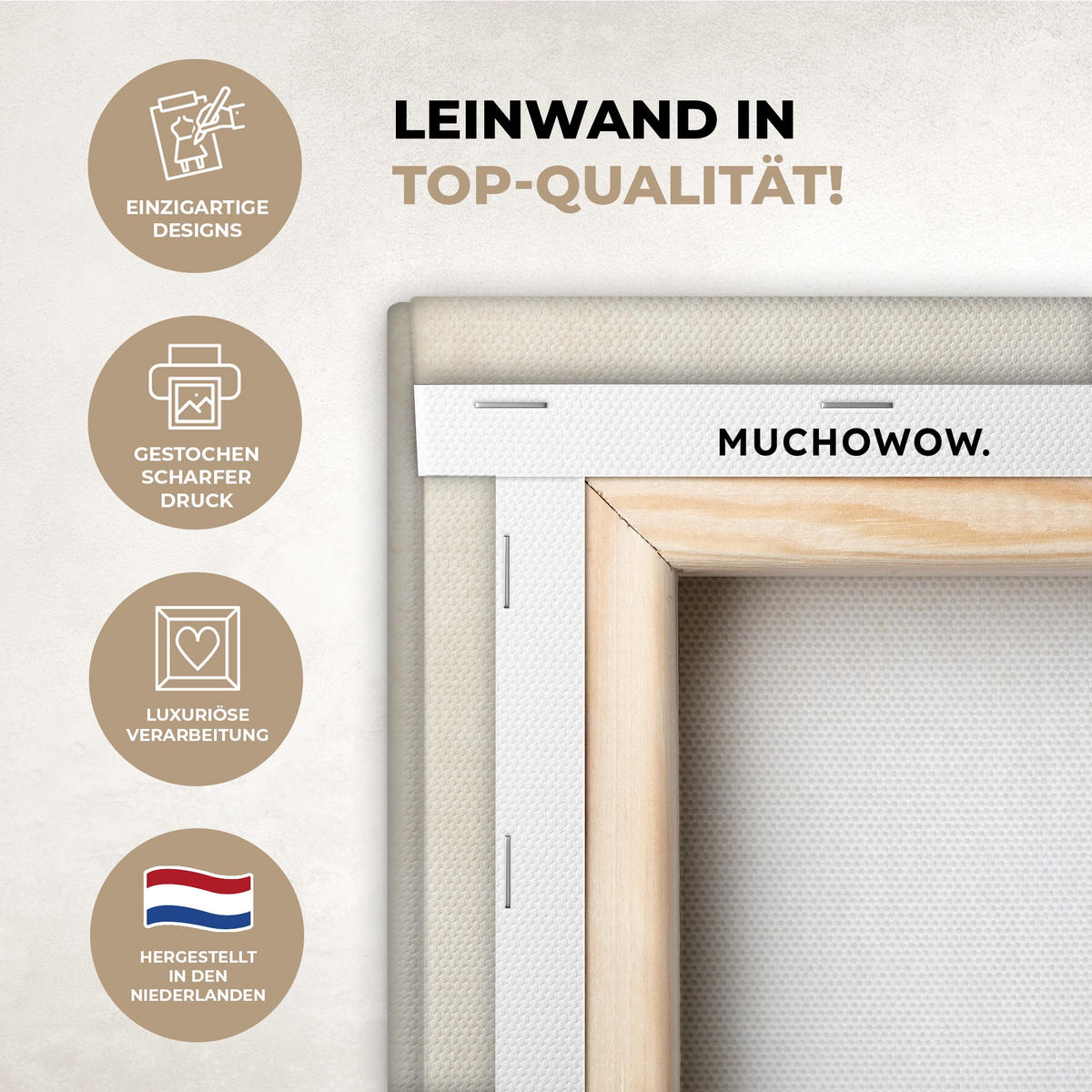 LEINWANDBILD Japandi - Bambus - Beige 20x20 cm - Eukalyptusholzfarben, Textil (20/20cm) - MuchoWow