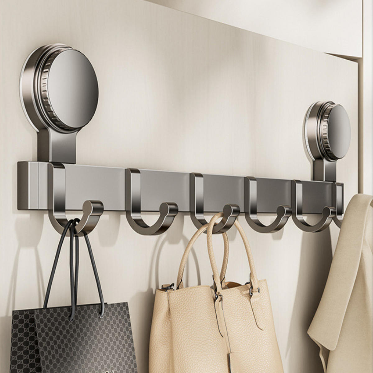 HAKENLEISTE, Weltraum-Aluminium + ABS, grau, Ohne Bohren，44.5 × 11.5 cm - Grau, Metall (11.5/4.5/44.5cm) - Weltevree