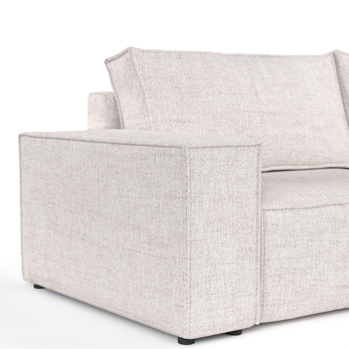 ECKSOFA CAVO mit Schlaffunktion Hellbeige im Neve Stoff - Sandfarben/Schwarz, Holz/Holzwerkstoff (255/148cm) - AltaBeds