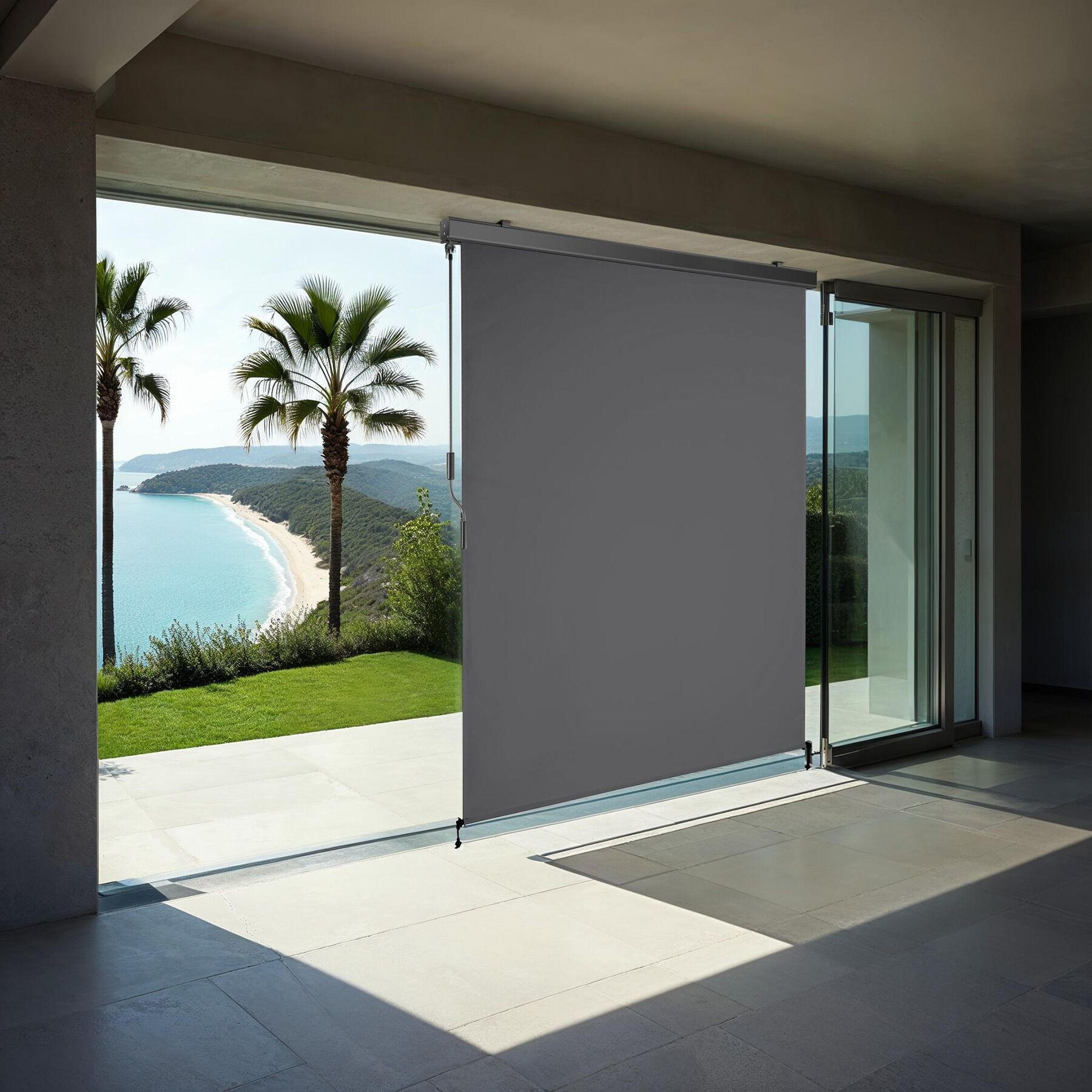 Thumbnail - tectake Senkrechtmarkise, Dunkelgrau, Textil, 140x250 cm, CE, Sonnen- & Sichtschutz, Sichtschutz Garten, Balkon Sichtsch...