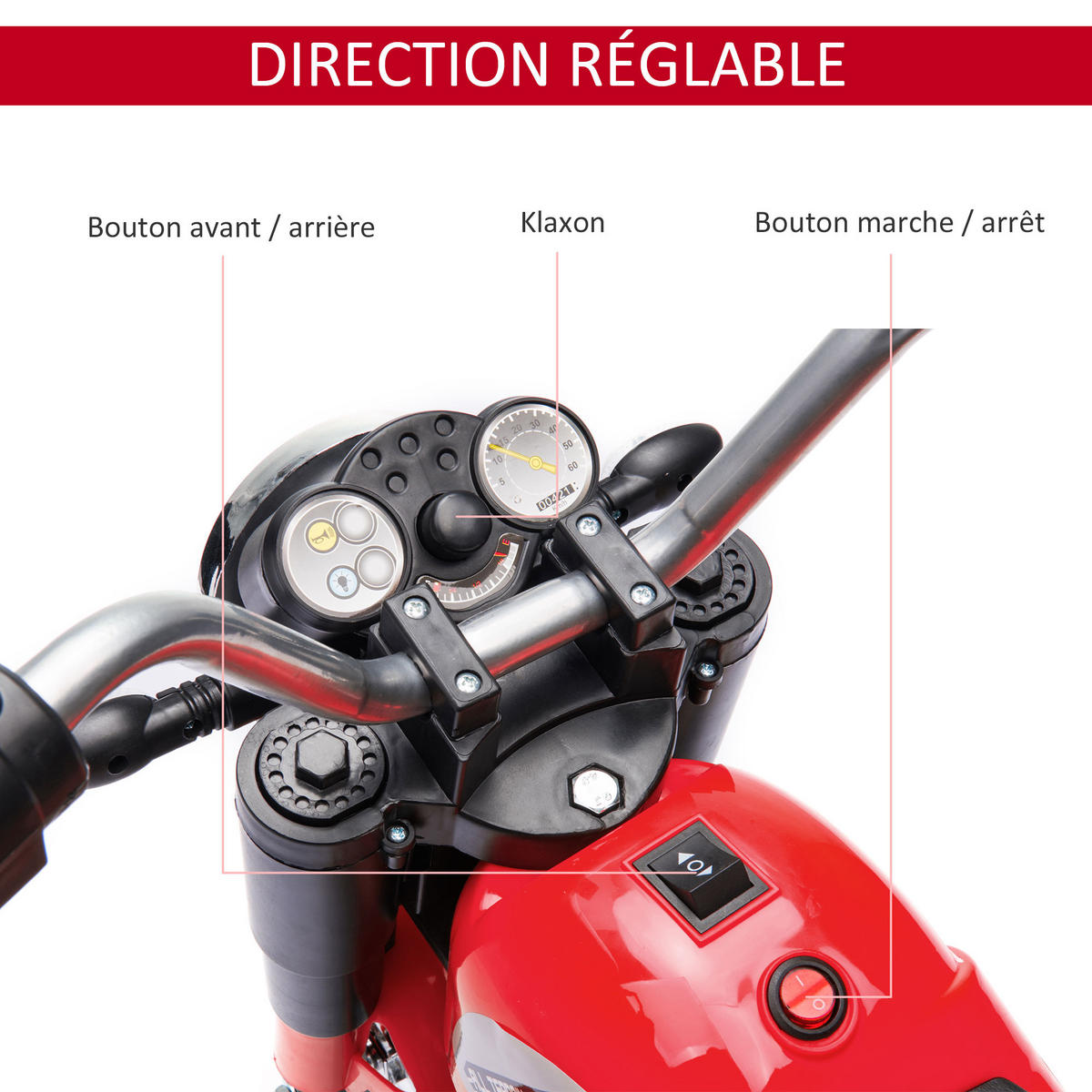 ELEKTRO-MOTORRAD DE-12997 3 Räder Rot/Schwarz - Rot, Kunststoff (72/57/56cm) - ComfortXL