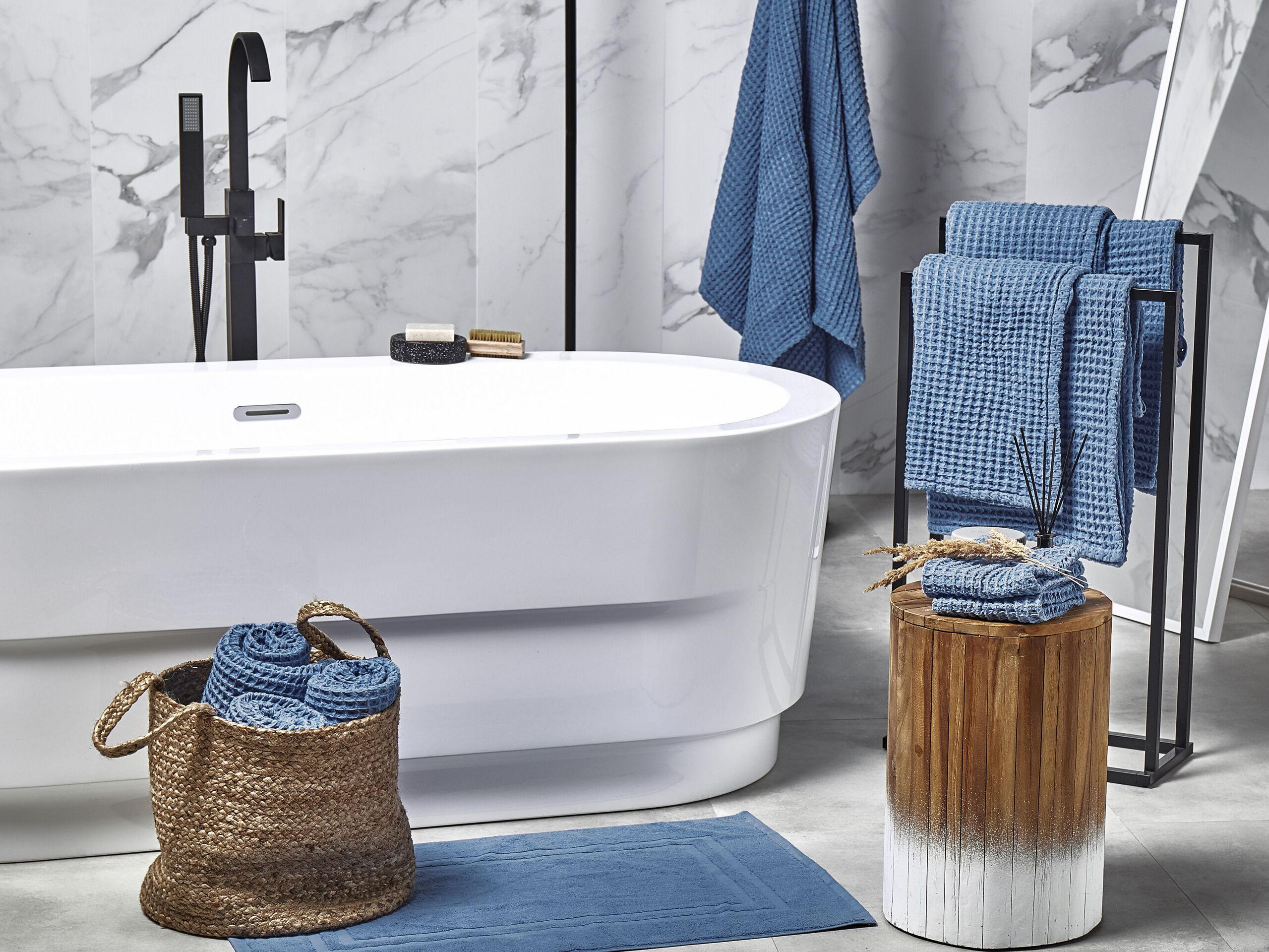 BADEHANDTUCH 11-teiligBlau Areora - Blau, Textil (100/150cm) - Beliani