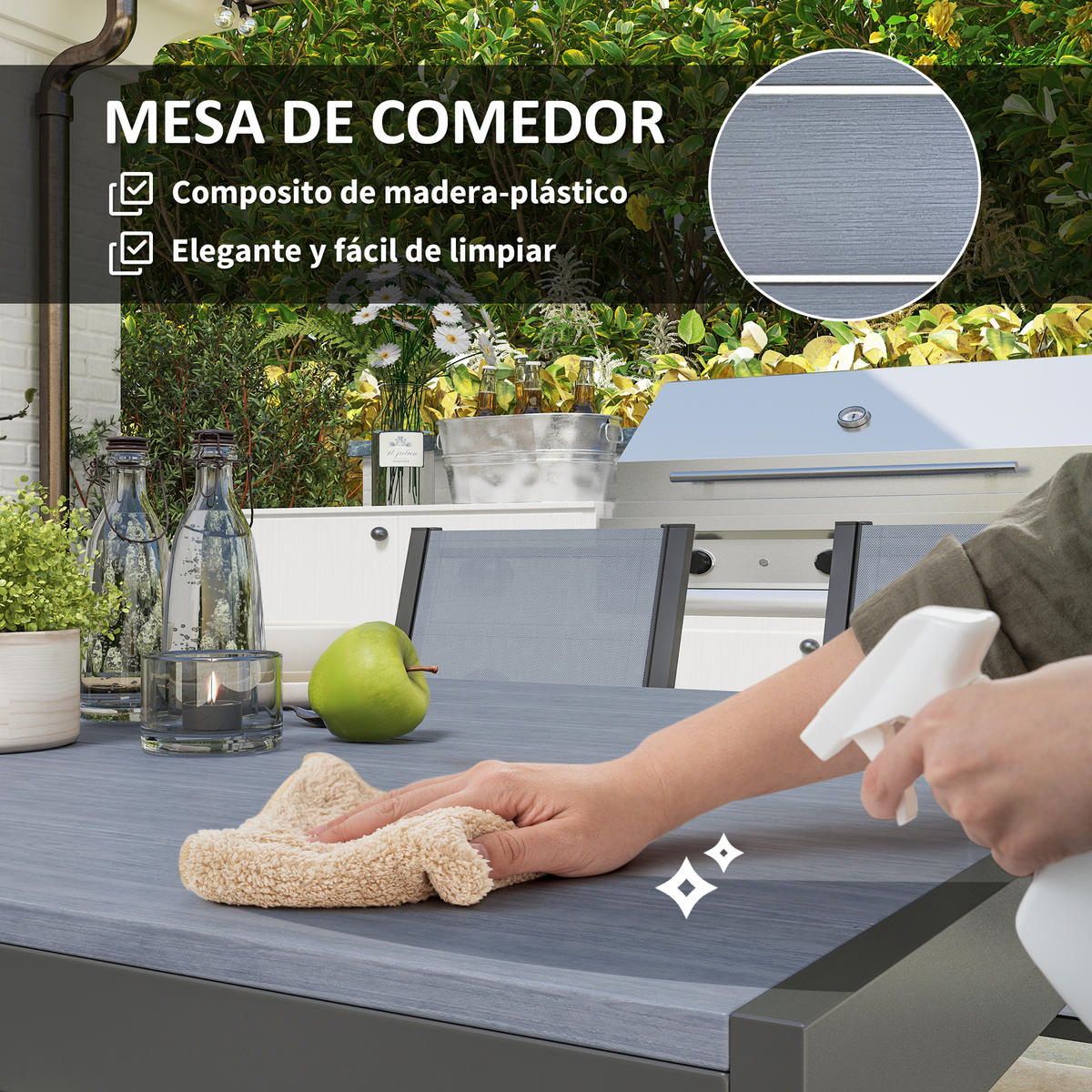 GARTENMÖBEL-SET,STAPELBARE Stühle+Stahlgestell,hellgrau - Grau, Metall - Vallsero