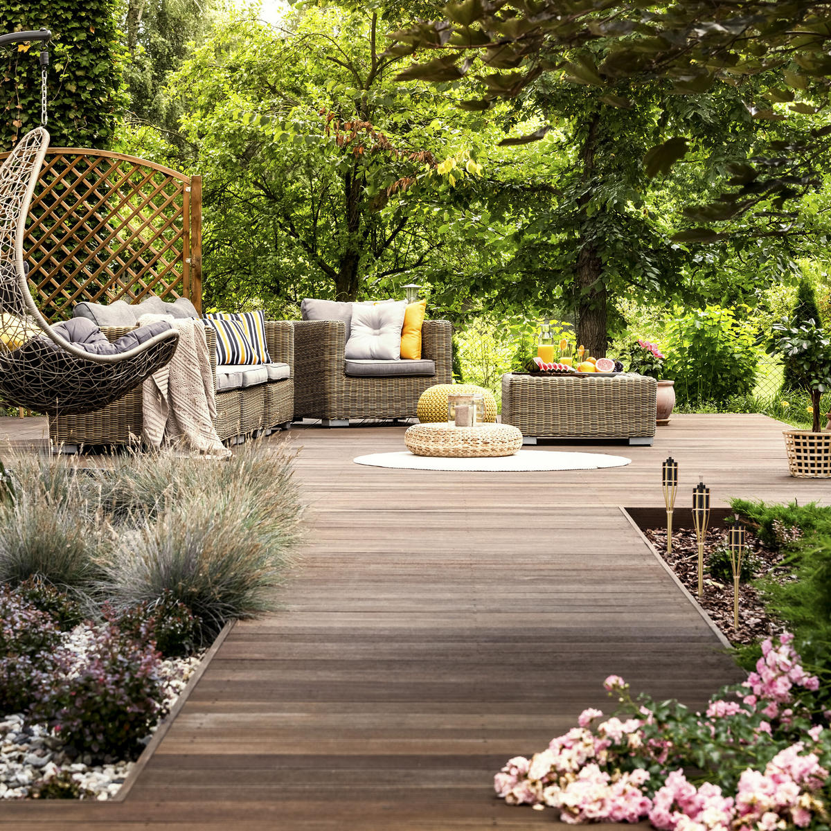 10XGARTENFACKEL - Hellbraun, Holz/Metall (40cm) - Relaxdays