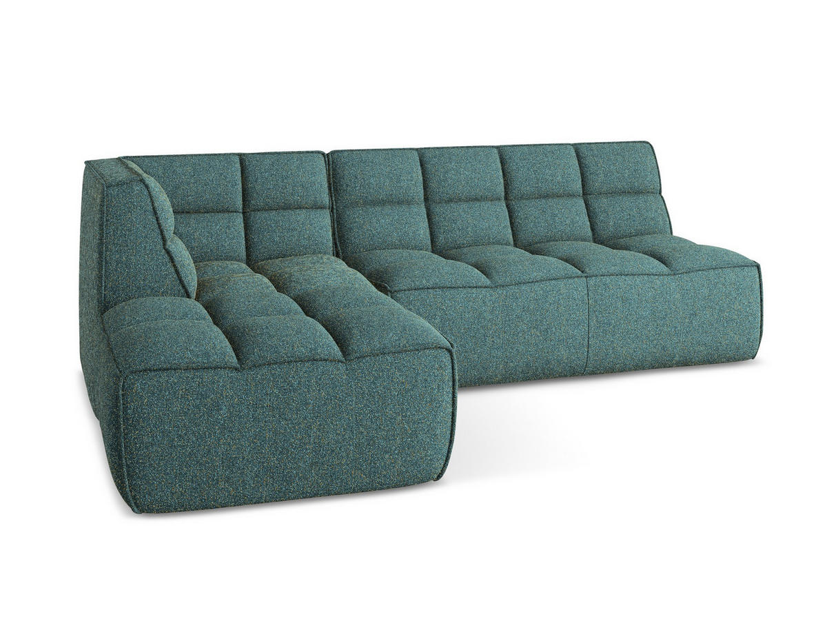 ECKSOFA Beidseitig Strukturstoff Stoff Blau - Blau/Petrol, Kunststoff/Textil (258/178cm) - Makamii