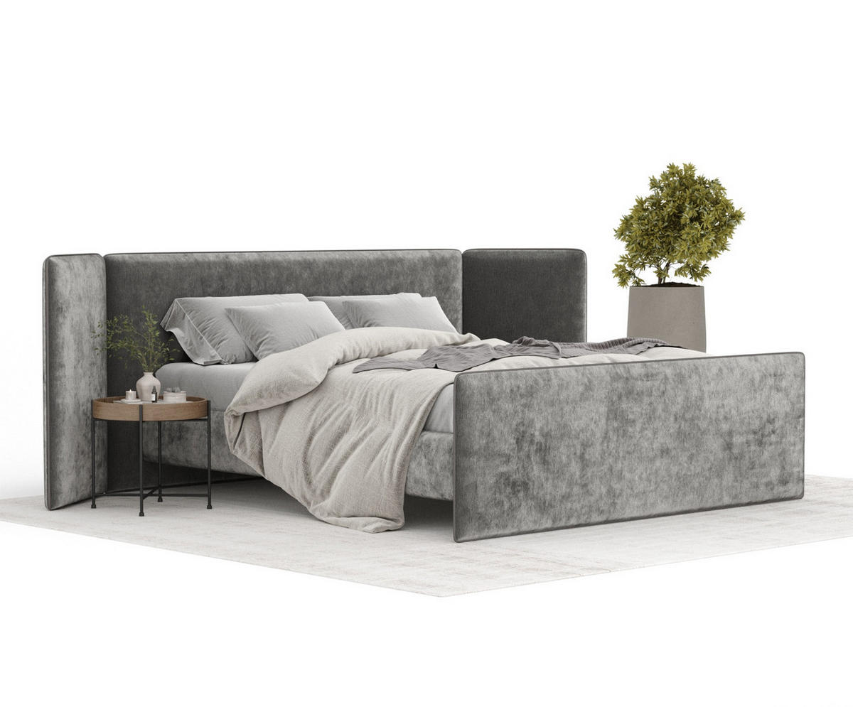 POLSTERBETT Tokyo Grau 200/200 cm - Naturfarben/Grau, Holz/Holzwerkstoff (200/200cm) - Maison de Reve