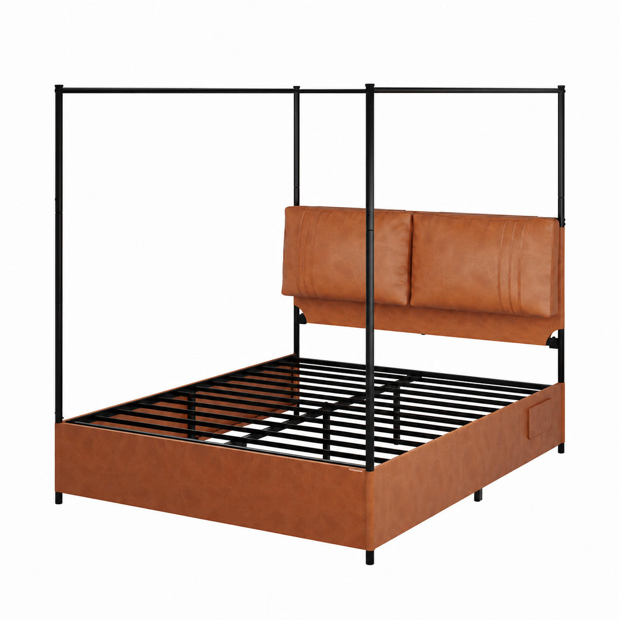 METALLBETT 140/200 cm in Braun mit Baldachin-Design - Braun, Textil/Metall (140/200cm) - WISHDOR