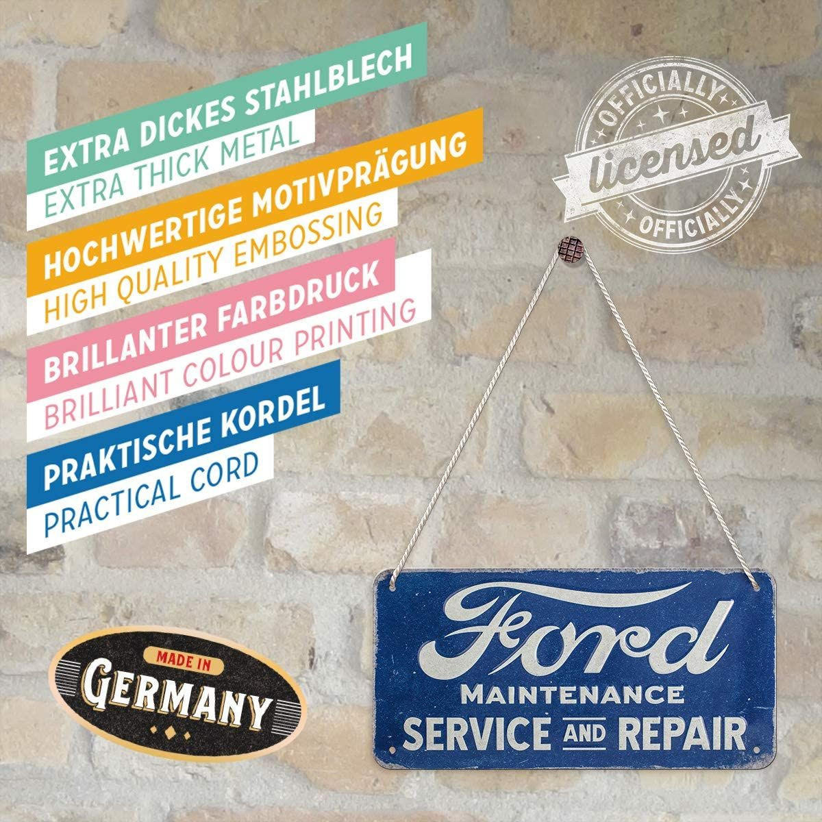HÄNGESCHILD 10/20 cm Ford Service & Repair - Multicolor, Metall (20/1/10cm) - Nostalgic-Art