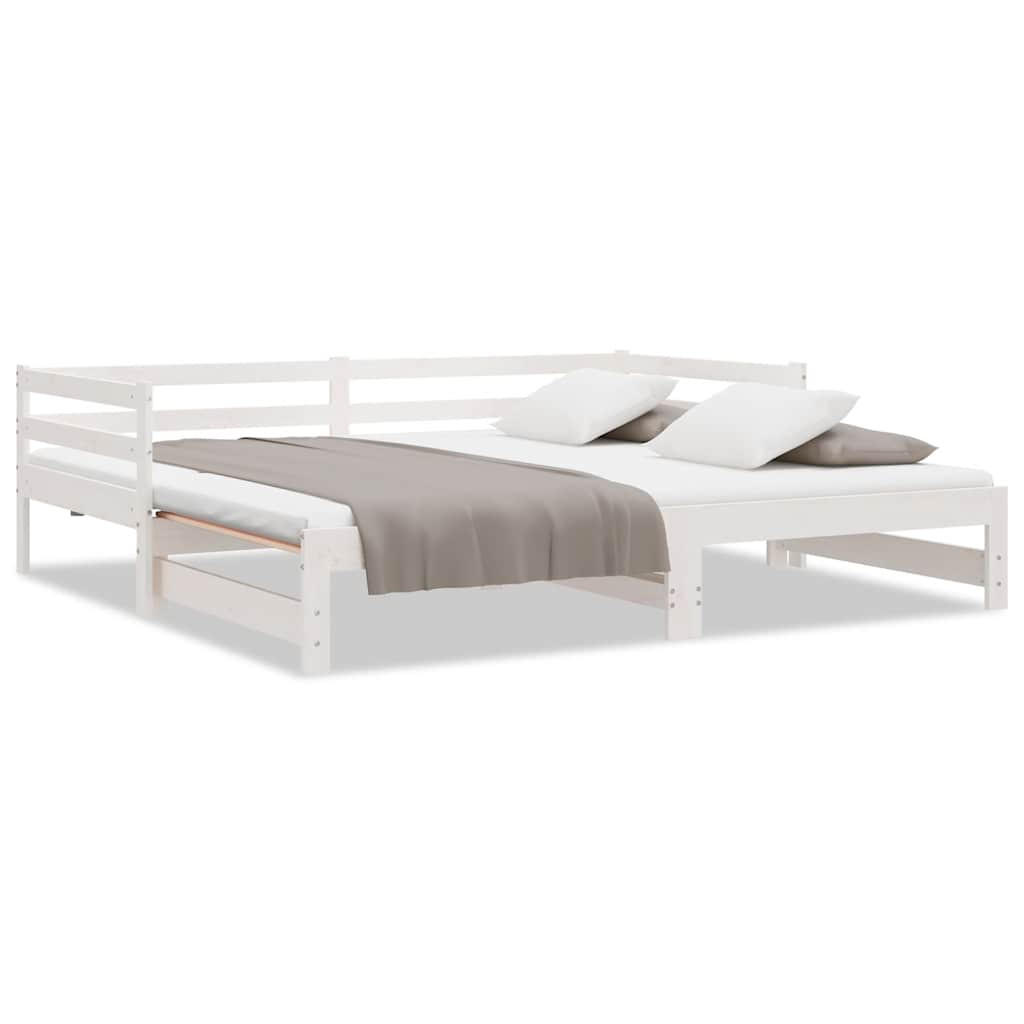 AUSZIEHBARES Tagesbett Weiss Massivholz Kiefer 90/200 Cm - Weiß, Textil (90/200cm) - vidaXL