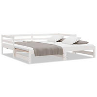 AUSZIEHBARES Tagesbett Weiss Massivholz Kiefer 90/200 Cm - Weiß, Textil (90/200cm) - vidaXL