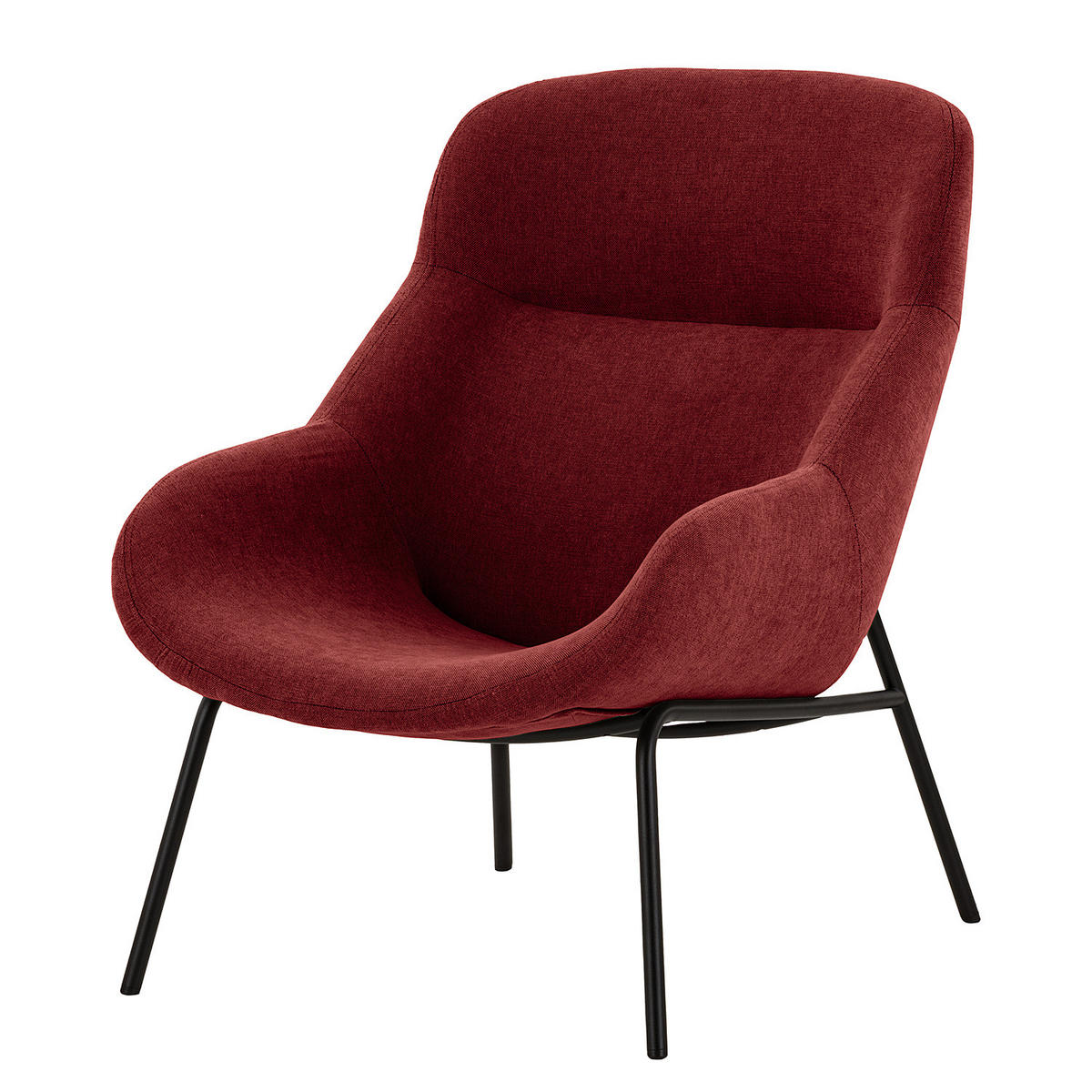 SESSEL - Bordeaux/Schwarz, Textil/Metall (73/102/92cm) - home24