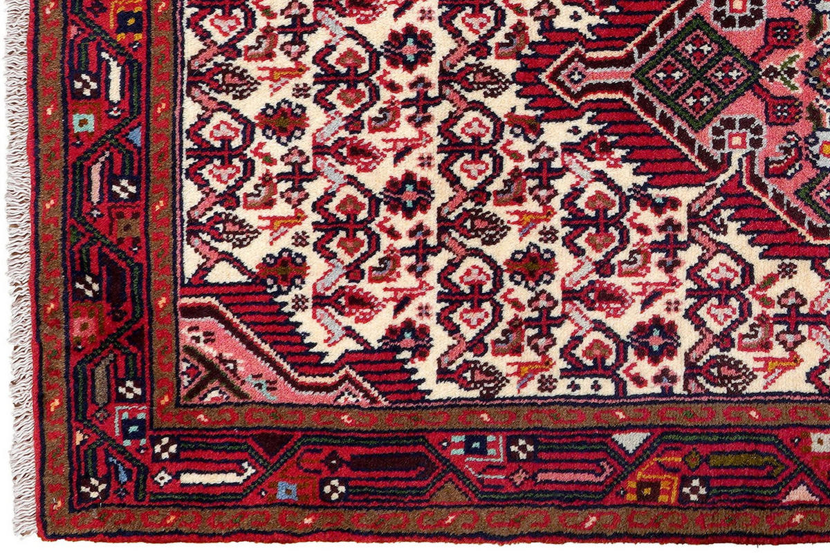ORIENTTEPPICH handgeknüpft Assadabad Beige, Rot 144/82 cm Schurwolle - Beige/Rot, Textil (82/144cm) - Looma