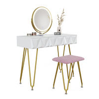 SCHMINKTISCH Ruby Weiß 100 cm mit LED Beleuchtung und Hocker - Weiß, Holzwerkstoff (100/79/40cm) - Vicco