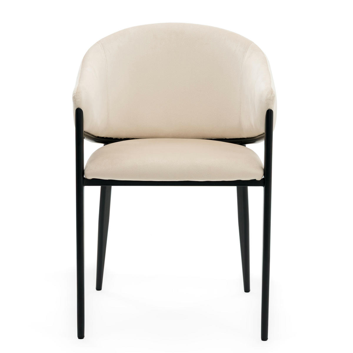 STUHL BUENO gespolsterter - beige - Glamour Velour Samt - Ecru/Schwarz, Textil/Metall (57/81/59cm) - NEW HOME