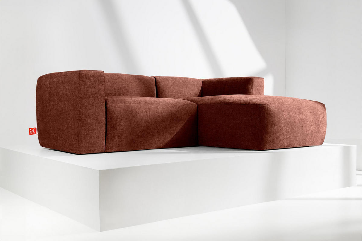ECKMODULSOFA-RECHTS BUFFO 3/4 Sitzer mit extrem weicher Sitzfläche, Gewebestoff, orange - Dunkelorange, Textil (237/180cm) - KONSIMO®