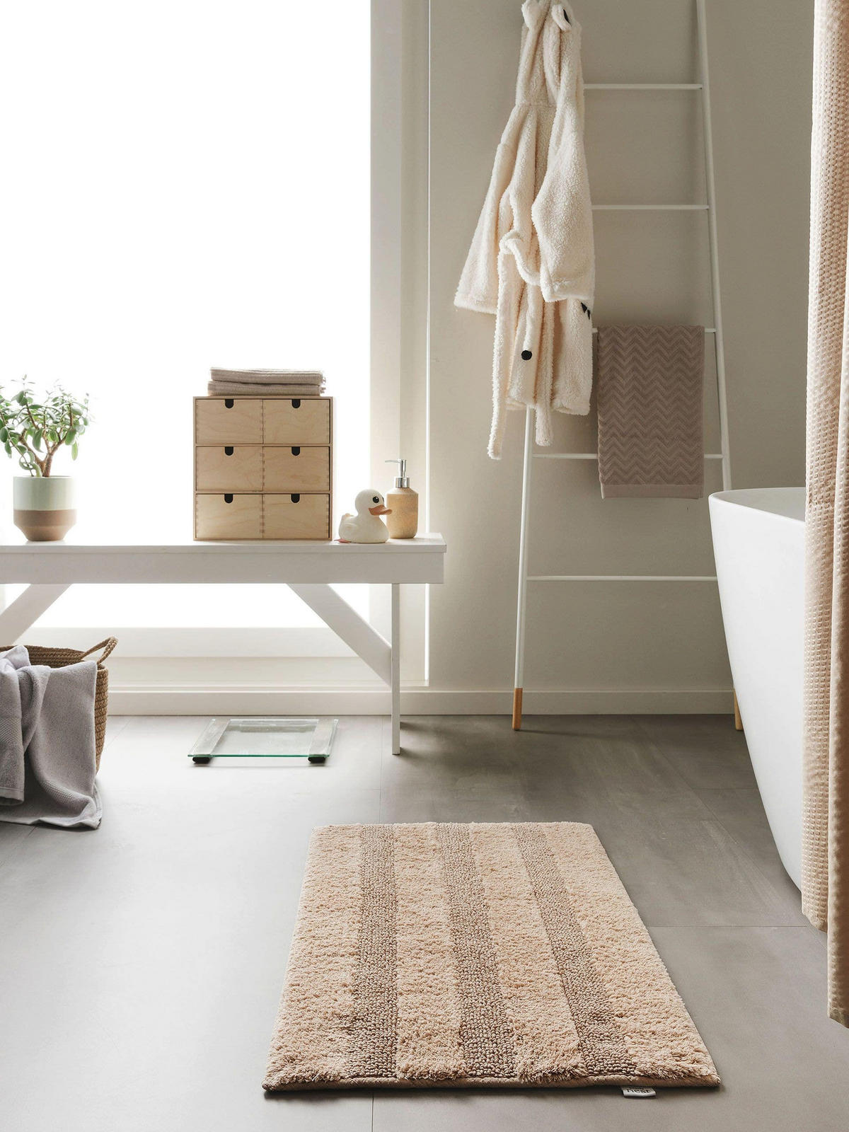 BADEMATTE Ilka Beige 50x80 cm - Beige, Textil (50/80cm) - benuta Nest
