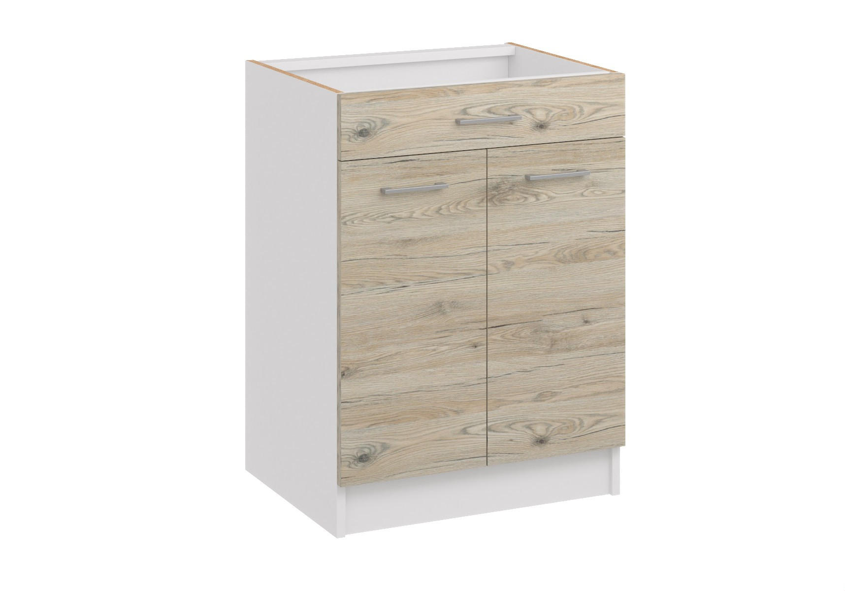 KÜCHENUNTERSCHRANK D60 2D 1SZ eiche bordeuax - Bordeaux, Holzwerkstoff (60/82/44cm) - roe furniture