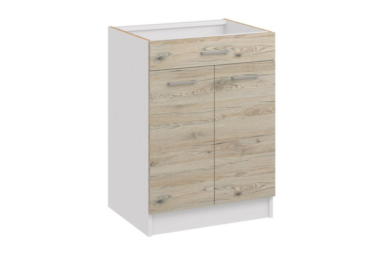 KÜCHENUNTERSCHRANK D60 2D 1SZ eiche bordeuax - Bordeaux, Holzwerkstoff (60/82/44cm) - roe furniture