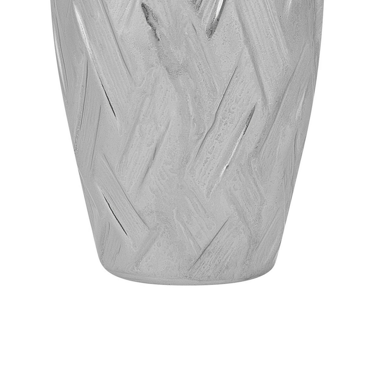 DEKOVASE Steinzeug silber Arpad - Silberfarben, Stein (33cm) - Beliani
