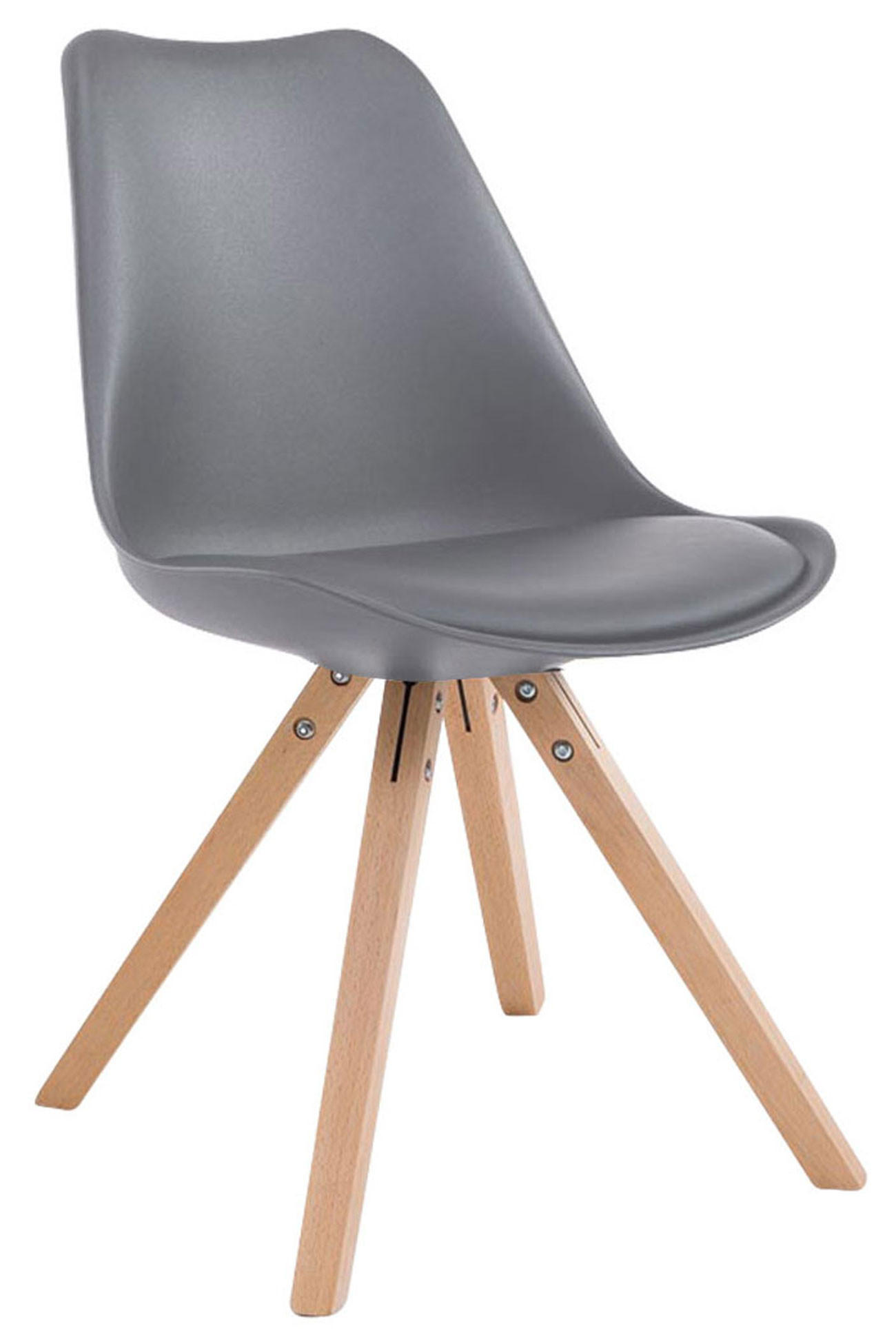STUHL Lederlook Grau - Eukalyptusholzfarben/Grau, Holz/Textil (47.5/83/55.5cm) - CLP