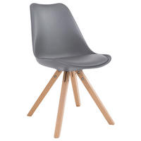 STUHL Lederlook Grau - Eukalyptusholzfarben/Grau, Holz/Textil (47.5/83/55.5cm) - CLP