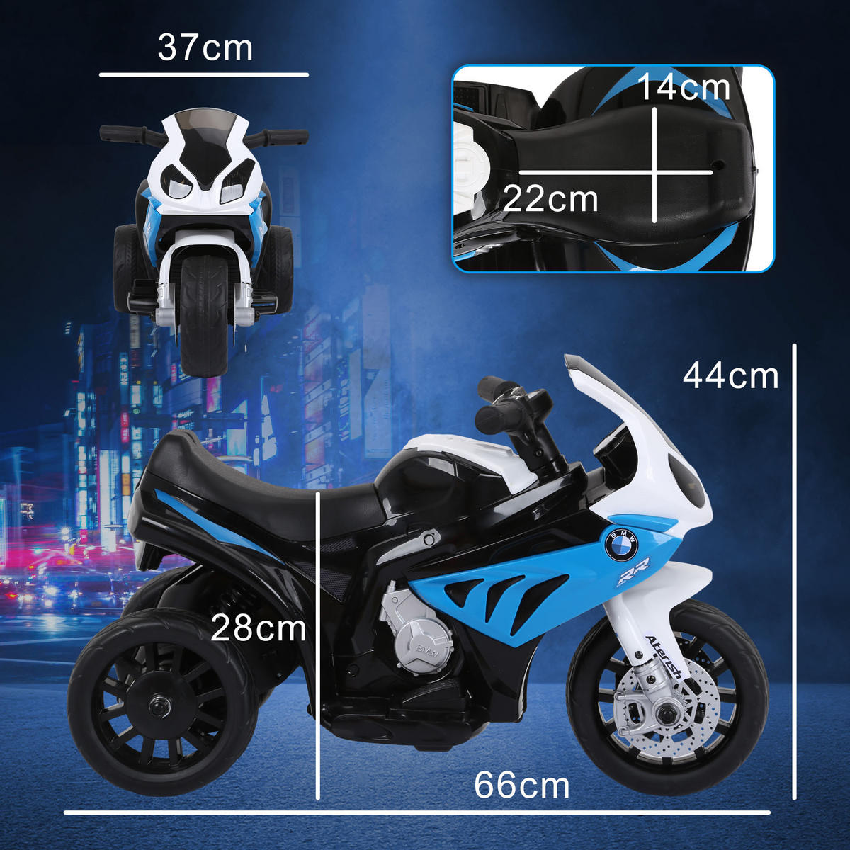 ELEKTRO-MOTORRAD DE-13114 3 Räder Blau - Blau, Kunststoff (66/37/44cm) - ComfortXL